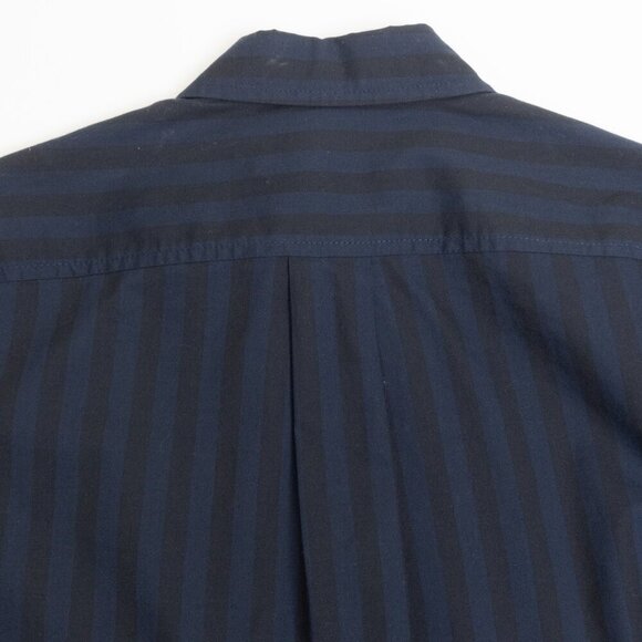 Everlane The Must-Have Shirt in Silky Cotton Navy Black Striped Relaxed Fit - Picture 10 of 14